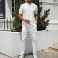 thumbnail image 4 of Birdeem Men Sets Shirt and Shorts Mens Leisure Sports Set Short Sleeve Knitting Split Solid Color Two-Piece Round Neck Top Set, 4 of 12