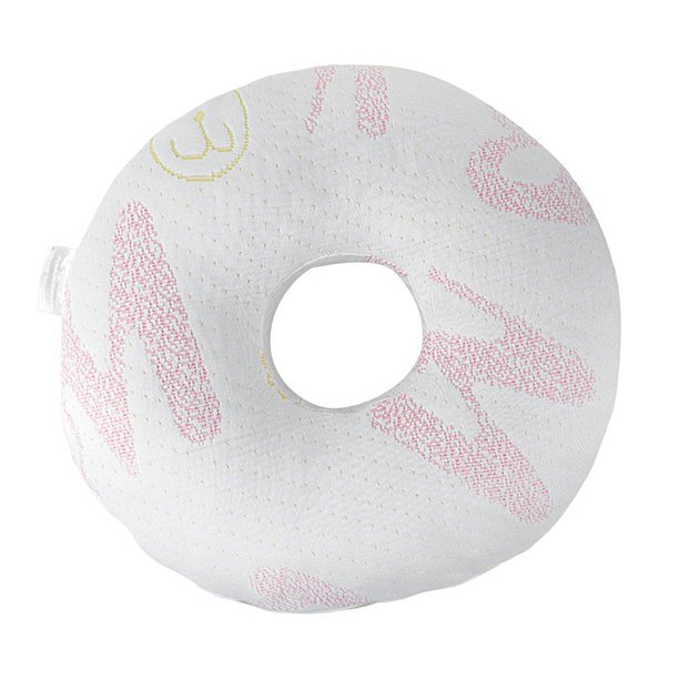 Almohada lateral en forma de O con protección para las orejas, transpirable y perforada. Rosa