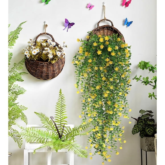 Artificiales Flores para Colgar, 3 Pzas de Vid de Eucalipto Falso, Guirnalda de Flores, Plantas de Plástico para Interiores y Exteriores, Pared, Jardín, Boda, Decoración de Fiesta en Casa