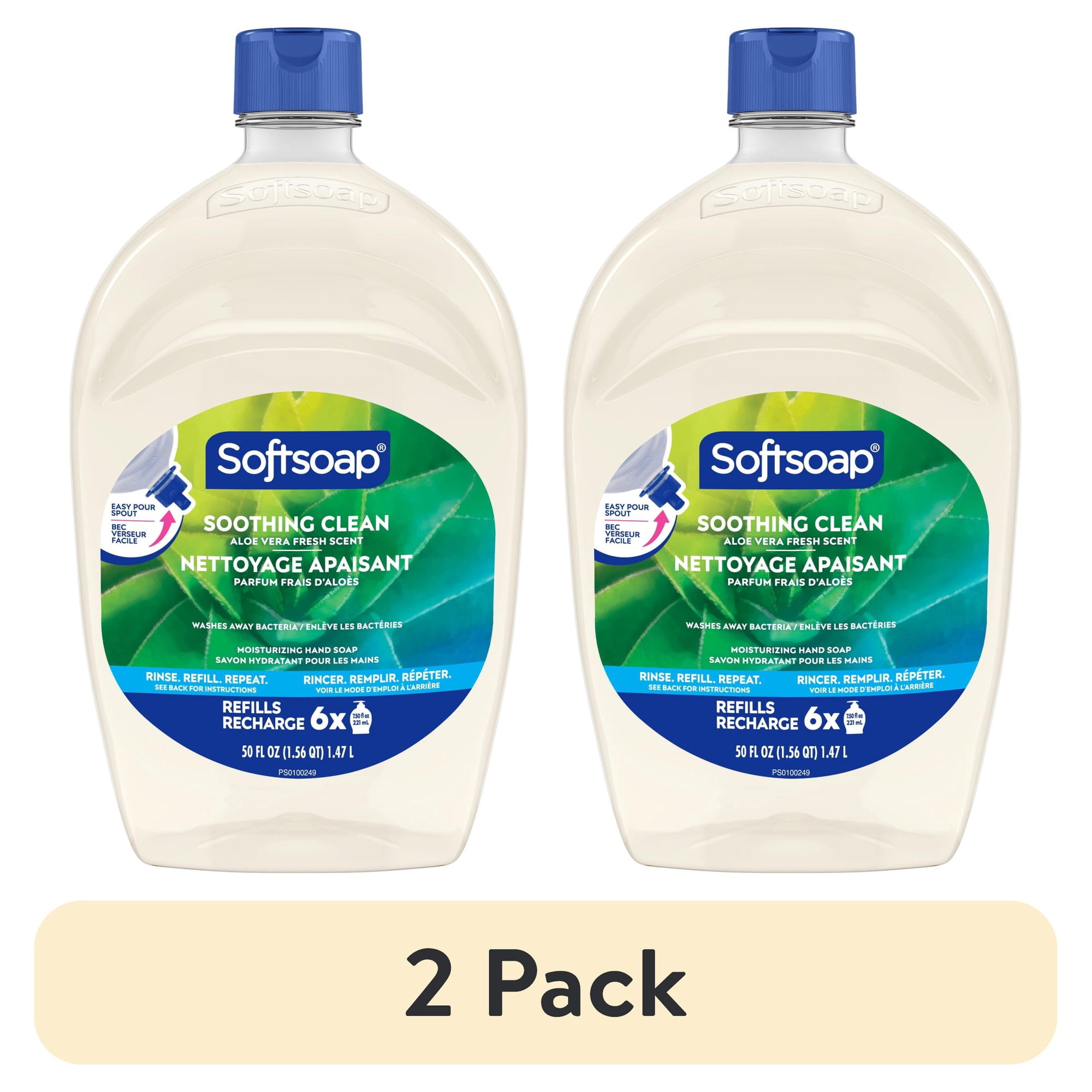 (2 pack) Softsoap Soothing Clean Liquid Hand Soap with New Easy Pour Spout, Aloe Vera Fresh Scent, 50 fl oz