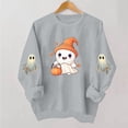 thumbnail image 4 of Mifsaly Womens Funny Novelty Halloween Ghost Graphic Pullover Sweatshirt Casual Long Sleeve Crewneck Fleece Tops Cozy Autumn for Everyday Outfits Gray,XXL, 4 of 5