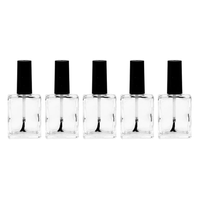 5pcs/pack 15ml Empty Nail Polish Bottle with Brush Inside Clear Nail