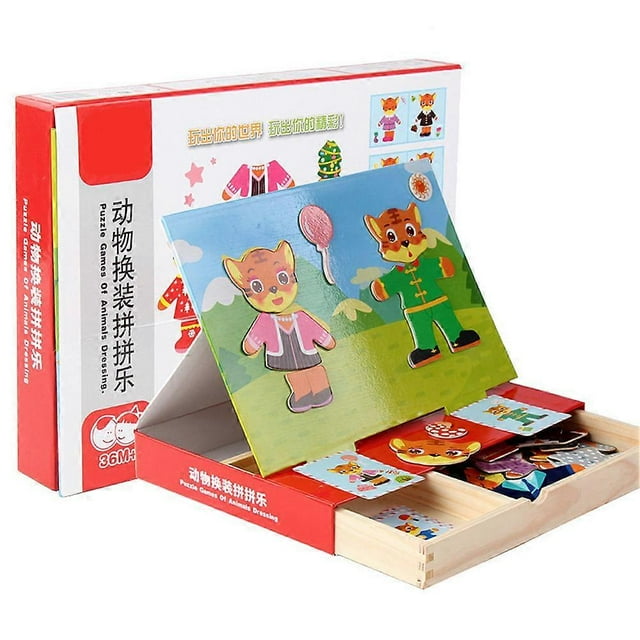 Children's Magnetic Animal Puzzle Toy Magnetic Stickers Educational Toys (Animal Dressup)