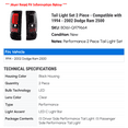 thumbnail image 2 of Tail Light Set 2 Piece - Compatible with 1994 - 2002 Dodge Ram 2500 1995 1996 1997 1998 1999 2000 2001, 2 of 2
