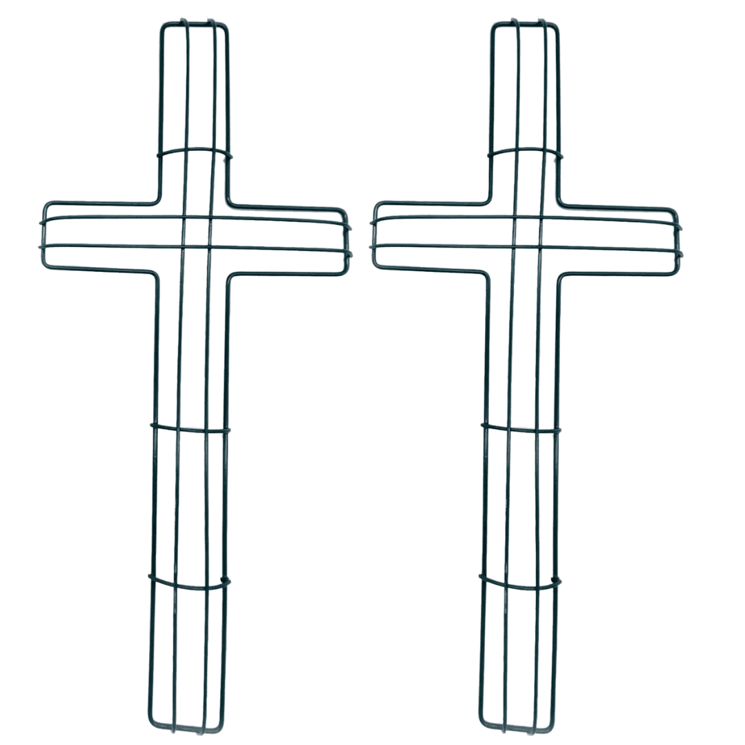 Cross-Shaped Metal Wire Wreath Frame Form for Easter Christmas Holiday Religious Church Themed Decoration Set of 2