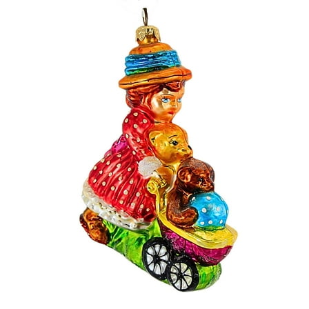 Christopher Radko Company 5.00In Pram Parade, Glass, Ornament Teddy Bears Stroller 983690