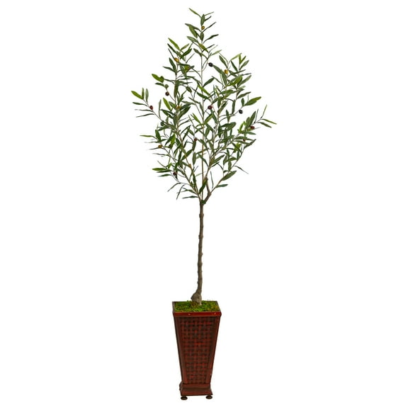 Nearly Natural 69" Olive Artificial Tree in Decorative Planter