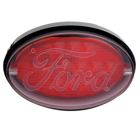 Square Lighted Hitch Cover - Bully - Oval LED Hitch Cover with Brake Light Ford Logo for 2