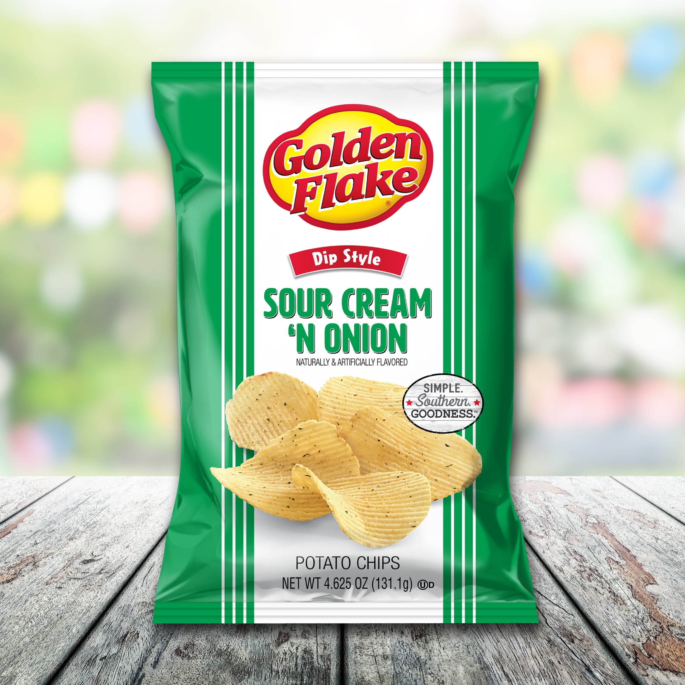 Golden Flake Sour Cream 'N Onion Dip Style Potato Chips, Gluten-Free, 4.625 oz Bag