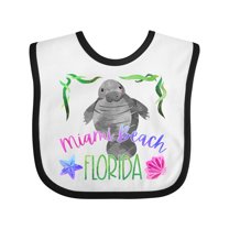 Inktastic Miami Beach Florida Cute Swimming Manatee Boys or Girls Baby Bib