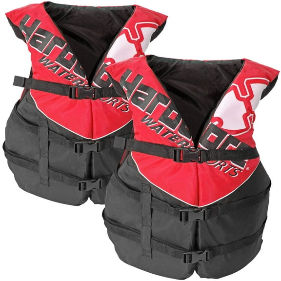 Hardcore Water Sports USCG Type III Adult Life Jacket, Red, 2 Pack