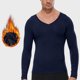 thumbnail image 1 of pstuiky camisetas de manga larga para hombre, Ropa deportiva de manga larga con cuello en V, cálida y gruesa, para hombre, color liso salir tops m, 1 of 9
