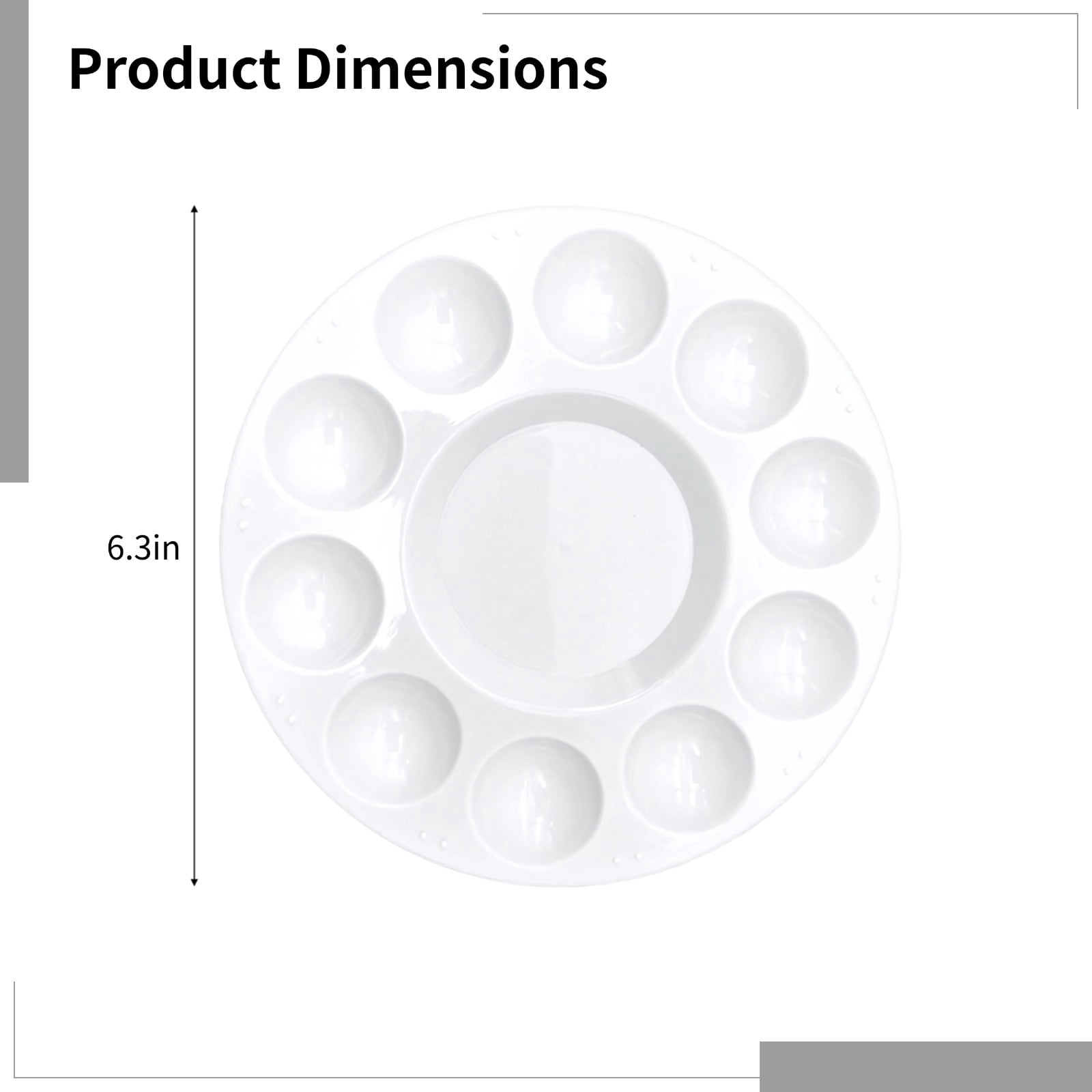 72 Pcs Paint Tray Palettes, 10-well Round Plastic Paint Palettes, 6.3" Acrylic Paint Palettes for Artists, Quality PP Plastic, Easy to Clean, Ideal for Painting, Mixing, and Art Projects