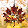 thumbnail image 4 of Stained Glass Maple Leaf Suncatcher, 5.9 inch Acrylic Fall Window Hanging, Glitter Thanksgiving Wall Ornament, Autumn Seasonal Home Accent, Harvest Themed Window Decor, Rustic Fall Porch Pendant, 4 of 6