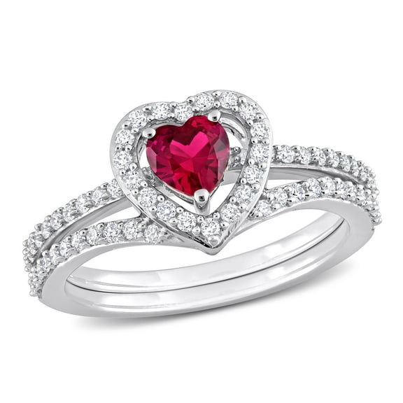 Everly Women's Created Ruby 10k White Gold Bridal Set