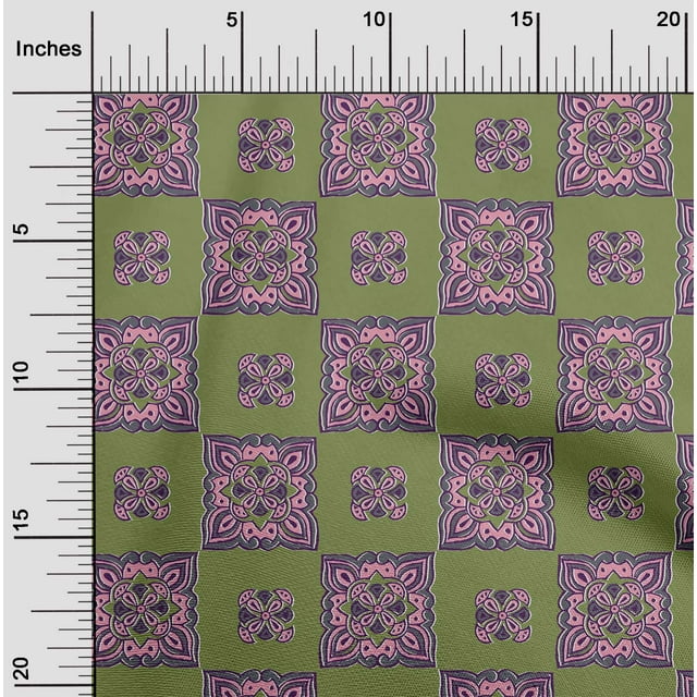 oneOone Cotton Cambric Fabric Floral Block Print Sewing Fabric BTY 56 Inch Wide