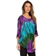 thumbnail image 4 of Sakkas Ellesa Ombre Tie Dye Circle Poncho Blouse Shirt Top With Sequin Embroidery - Purple / Turquoise - One Size Regular, 4 of 5