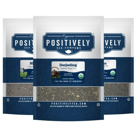 Positively Tea's Organic Indian Tea Sampler, Loose Leaf, 4 oz Bags, 3 Pack