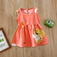 thumbnail image 3 of LAICAIW Robe d'Été Fine Sans Manches à Col Rond Imprimé Mode Mignon pour Filles Robe de Princesse Robe de Noël pour Tout-Petits Filles (Orange, 80), 3 of 7