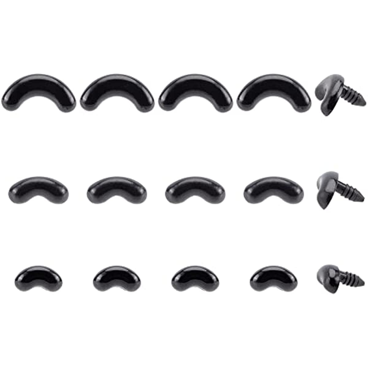 150 Pcs Arc Shape Plastic Safety Eyes Eyebrows 3 Sizes Craft Safety