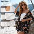 thumbnail image 6 of FKEKYI Mushroom Flower Star Print Women's 2 Piece Short Set Open Front Shirt Top & Summer Shorts with Elastic Waistband Soft Beachwear Causal Lounge Set Resort Wear, L, 6 of 7