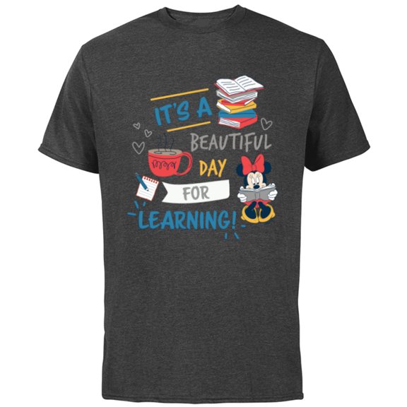 Disney Minnie Mouse Beautiful Day for Learning Teacher’s Day - Short Sleeve Cotton T-Shirt for Adults - Customized-Charcoal