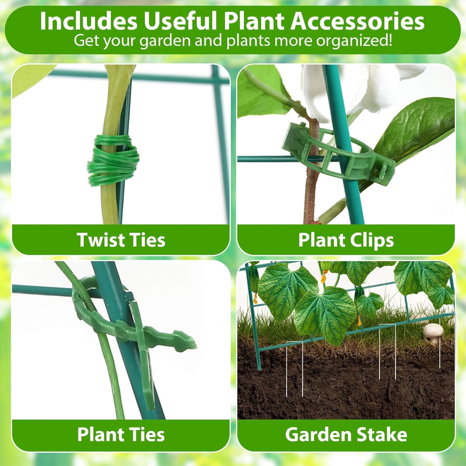 Cucumber Trellis for Raised Garden Bed, Outdoor Sturdy Metal A-Frame Cucumber Trellis Support for Climbing Plants Vegetables and Fruits with Accessories, Easy installation and Easy Harvesting