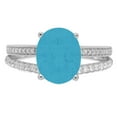 thumbnail image 5 of 2.32 ct Oval Cut Simulated Turquoise Solitaire with Simulated Diamond Accents 14K White Gold Womens Engagement Ring, 5 of 6