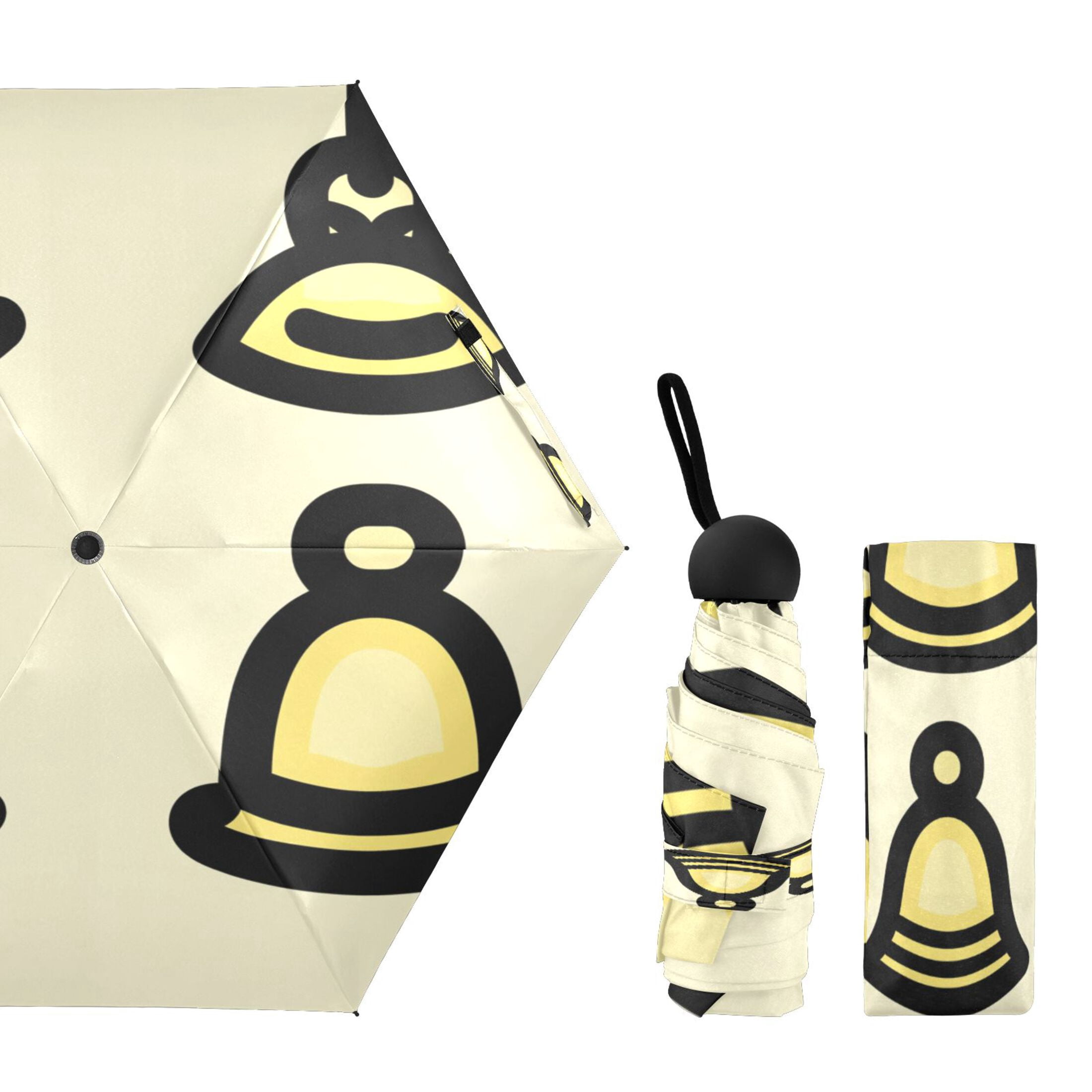 Stylish Bell Designs Umbrellas for Sun Auto Open Close UV50+ Waterproof 5-Fold Compact Fiberglass Frame