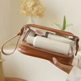 thumbnail image 3 of OUSITAID PU Double Layer Cosmetic Bag Transparent Makeup Box Waterproof for Female Travel, 3 of 8