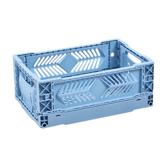 RyanK Mini Foldable Plastic Storage Box Mini Plastic Baskets for Organizing and Storage for Home Kitchen Bedroom Bathroom Office. 11.7x7.7x4.7in Blue