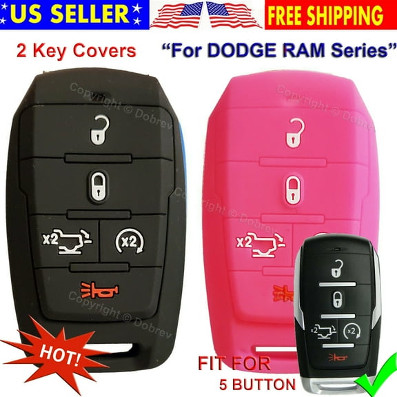 5B Silicone Cover Entry Fob Case Skin Rubber for Dodge Ram 1500 2019 2020 Key