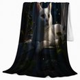 thumbnail image 2 of Calm White Cat Under Moonlit Window Bat Silhouette, Peaceful Pet Portrait Pattern, Warm Flannel Blanket for Living Room and Bedroom, Cat Lovers Valentine's Day Gift, Pet Lover Home Decor, 2 of 9