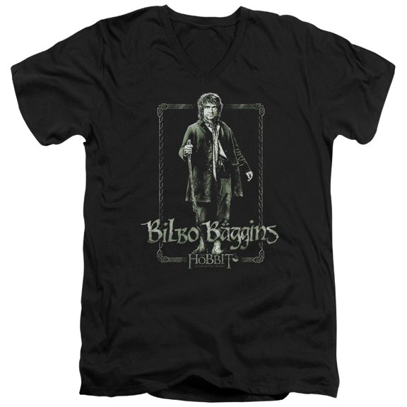 The Hobbit - Bilbo Stare - Slim Fit V Neck Shirt - Large