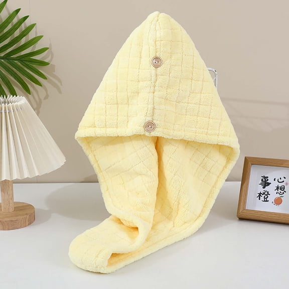 Fwttom Hair Towel Wrap for Women, Soft Microfiber Hair Towels with Checkered Design & Dual Buttons, Absorbent Drying Towel for Wrap & Absorb Moisture, Secure Hair