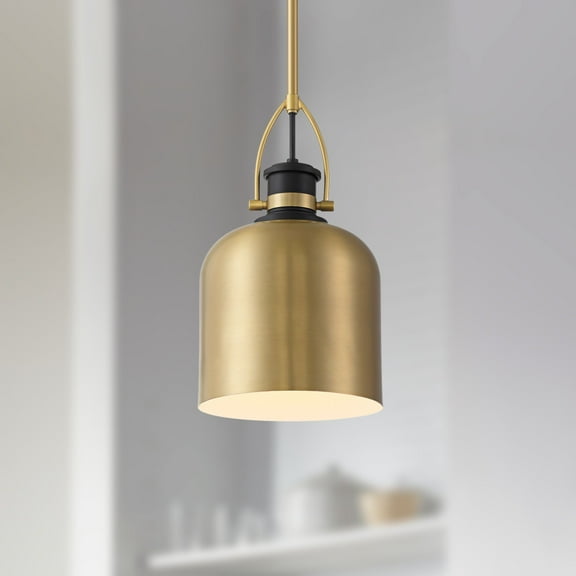 Possini Euro Design Lenoir 7 1/2" Modern Pendant Ceiling Light Fixture Dining Room Over Table Hanging Black Brushed Gold Finish Mini