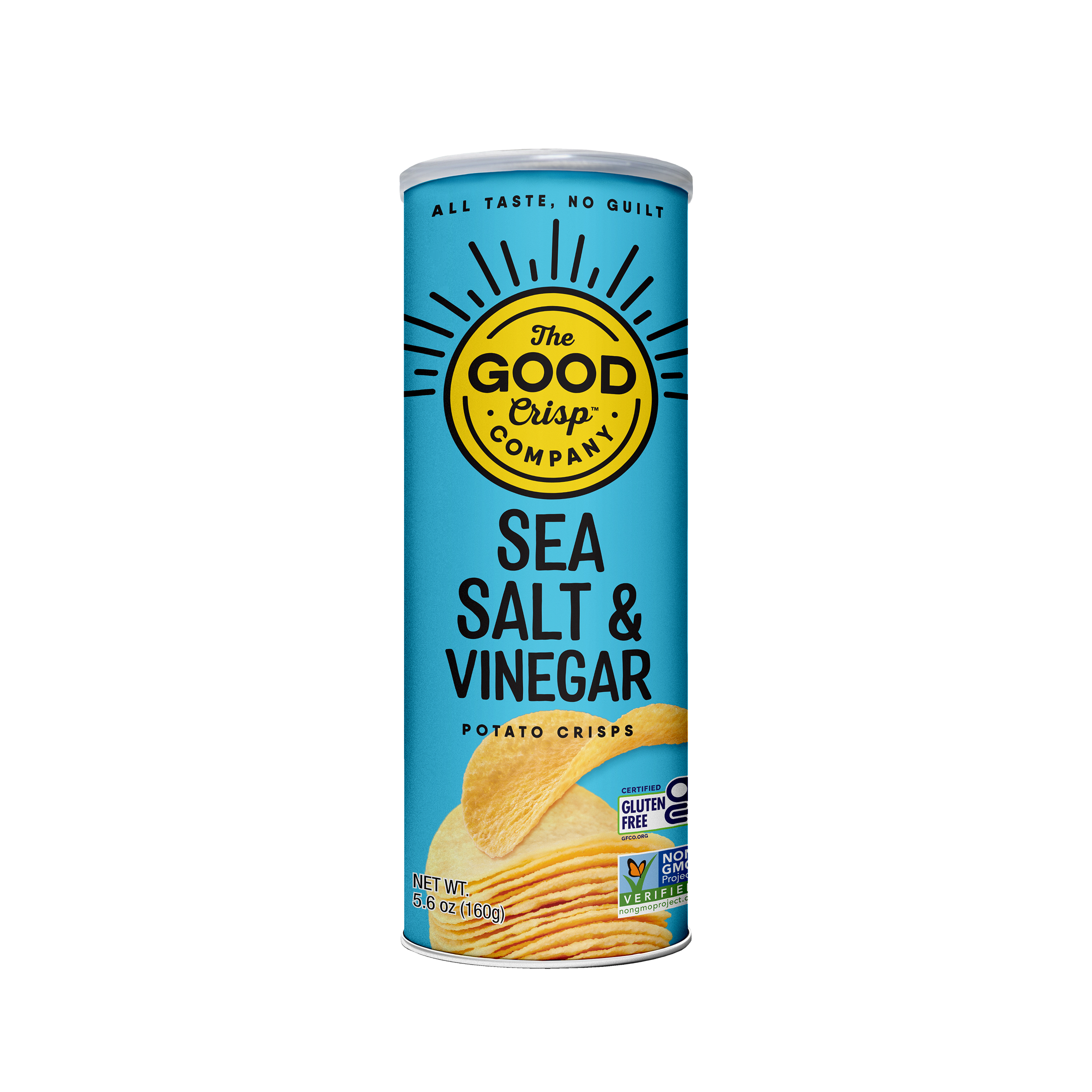 The Good Crisp Company Gluten-Free Sea Salt and Vinegar Snack Chips in Resealable Canister, 5.6 oz