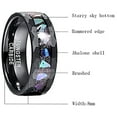 thumbnail image 5 of 8mm Black Tungsten Rings for Men Abalone Shell Wedding Band with Faceted Edges Starry Sky Ring, 5 of 6