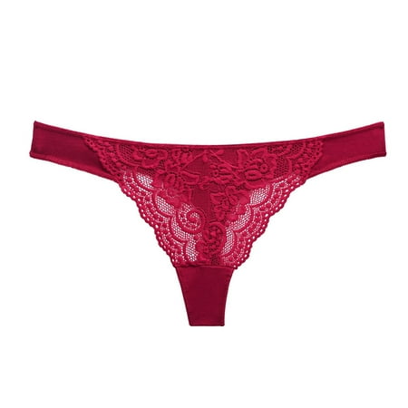 

Efsteb Lace Thongs for Women Sexy Ropa Interior Mujer Sexy Comfy Panties Ladies Lace Hollow Out Underwear G Thong Low Waist Briefs Lingerie Transparent Breathable Underwear Red