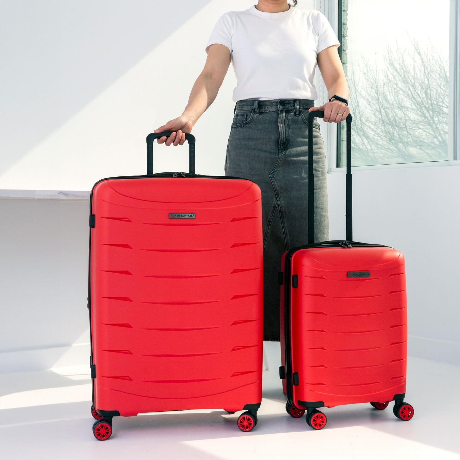 Air Canada Radius Hardside Luggage Set: 28 Inch Large Suitcase & Carry-On Luggage, 2 Pieces Suitcase Set with Wheels