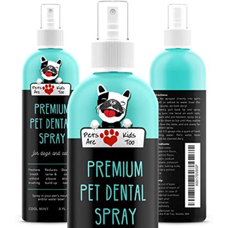 UPC: 0647899956256 | Premium Pet Dental Spray (Large – 8oz): Eliminate Bad Dog Breath & Bad Cat Breath! Naturally Fights Plaque  Tartar & Gum Disease Without Brushing! Add to Water! Digestive Aid!