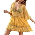 thumbnail image 1 of Cathalem Robe de Plage Dos Nu à Bretelles Spaghetti Col en V pour Femmes, Jaune Taille Unique, 1 of 5