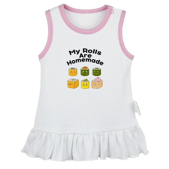 My Rolls Are Homemade Funny Dresses For Baby, Newborn Babies Skirts, Infant Princess Dress, 0-24M Kids Graphic Clothes (White Sleeveless Dresses, 0-6 Months)