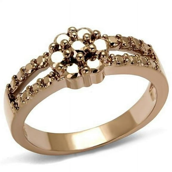 Alamode 3W1192-8 Women IP Rose Gold Brass Ring with AAA Grade CZ in Metallic Light Gold - Size 8