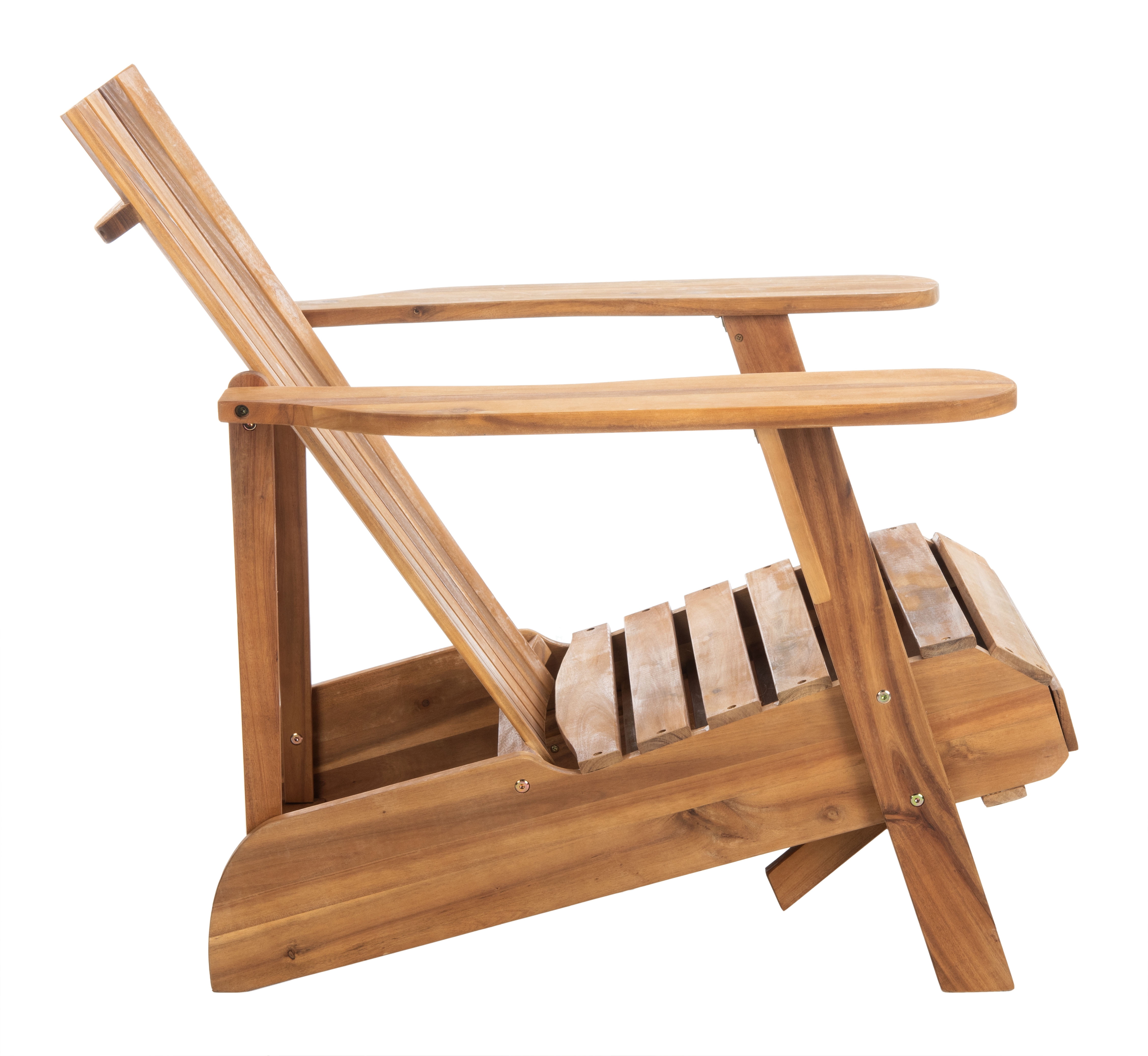 Safavieh Merlin Acacia Wood Adirondack Chair w/ Retractable Footrest in Natural