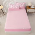 thumbnail image 4 of Manfei Vintage Cow Spot Zipper Twin Comforter Sets with Fitted Sheet and 2 Pillowcases,Minimalist Animal Pattern Zipper Bedding Set,Pink White,Reversible, 4 of 7