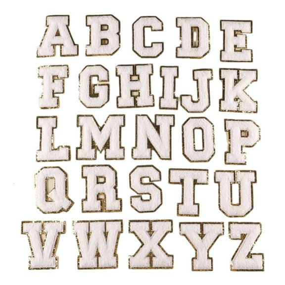 Necvior 26Pieces Embroidered Letter Sew On Patches Embroidery Applique Letter Sew on Yarn Patches for Clothing Jeans Jackets