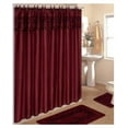 thumbnail image 2 of 4 Piece Bathroom Rug Set/ 2 Piece Burgundy Flocking Bath Rugs with Fabric Shower Curtain and Matching Mat/Rings, 2 of 2