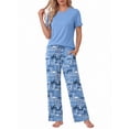 thumbnail image 2 of Weekease Two Piece Pajama Sets for Women Crew Neck Short Sleeve Tops and Printed Pant Casual Sleepwear, 2 of 7