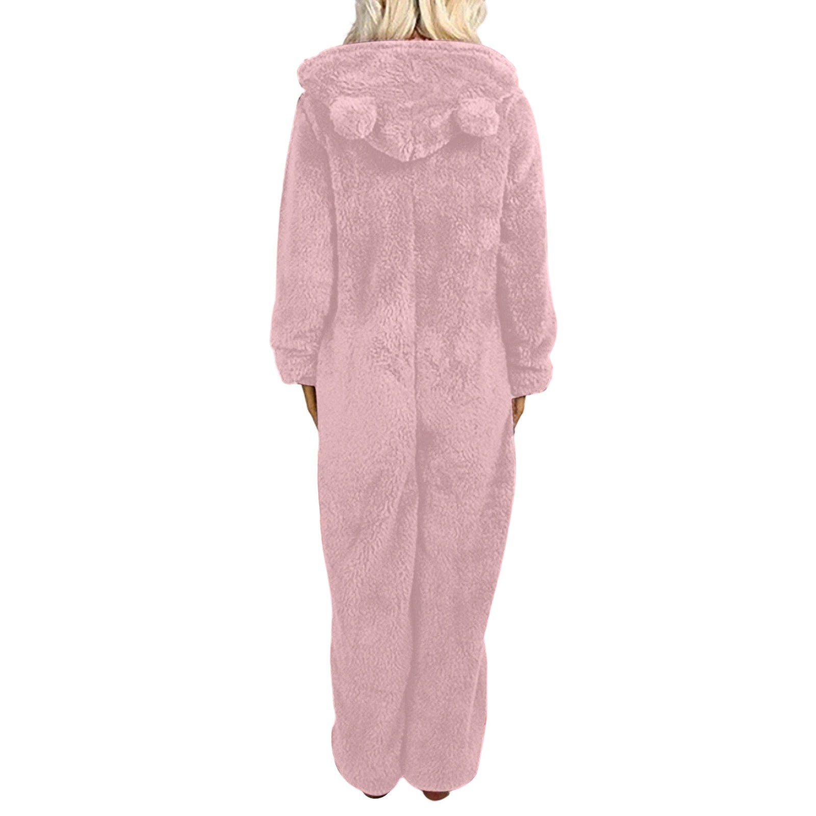 Women's Onesies Pajamas Sherpa One Piece Romper Zipper Cute Hooded Jumpsuit Pajama Loungewear